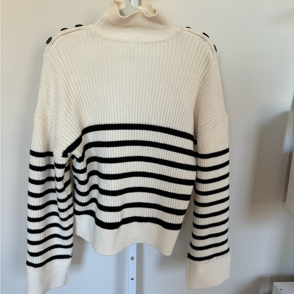 Self-Portrait Black and White Striped Turtleneck Sweater - Picture 2 of 3
